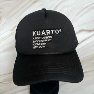 UO KUARTO Black Trucker Hat  Snapback Embroidered Logo Sports Baseball Cap